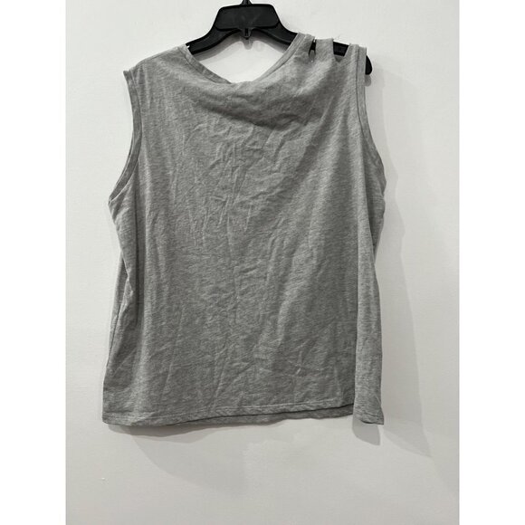 NWT Frayed Jeans Size L Sleeveless Distressed Tank Tee in Heather Grey MSRP $39 - Picture 7 of 11